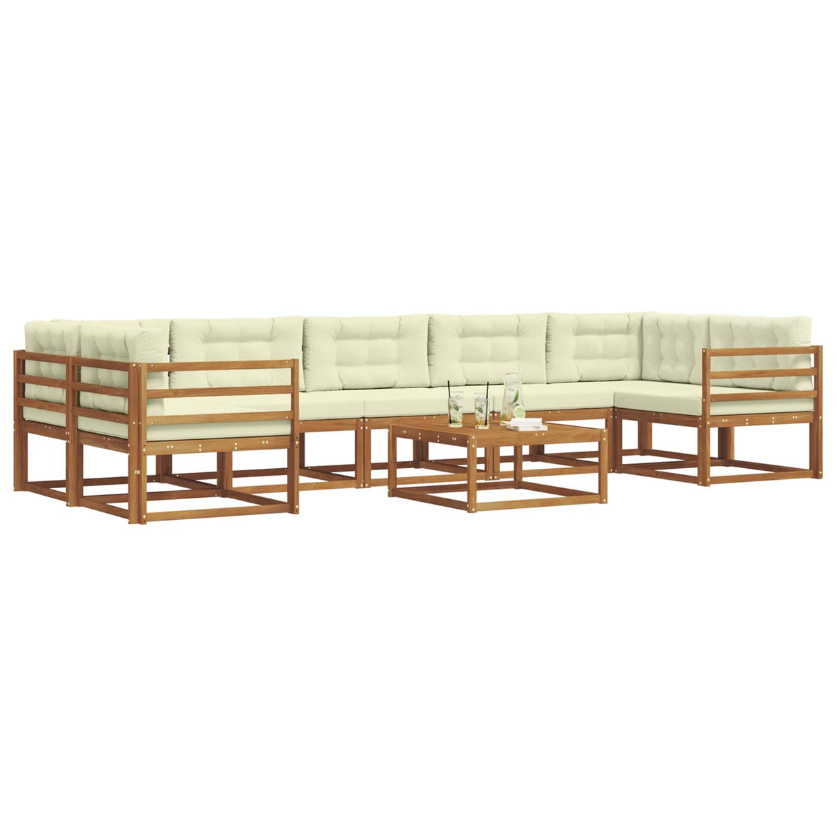 vidaXL Outdoor sofa set 8 pcs Natural Solid Acacia Wood