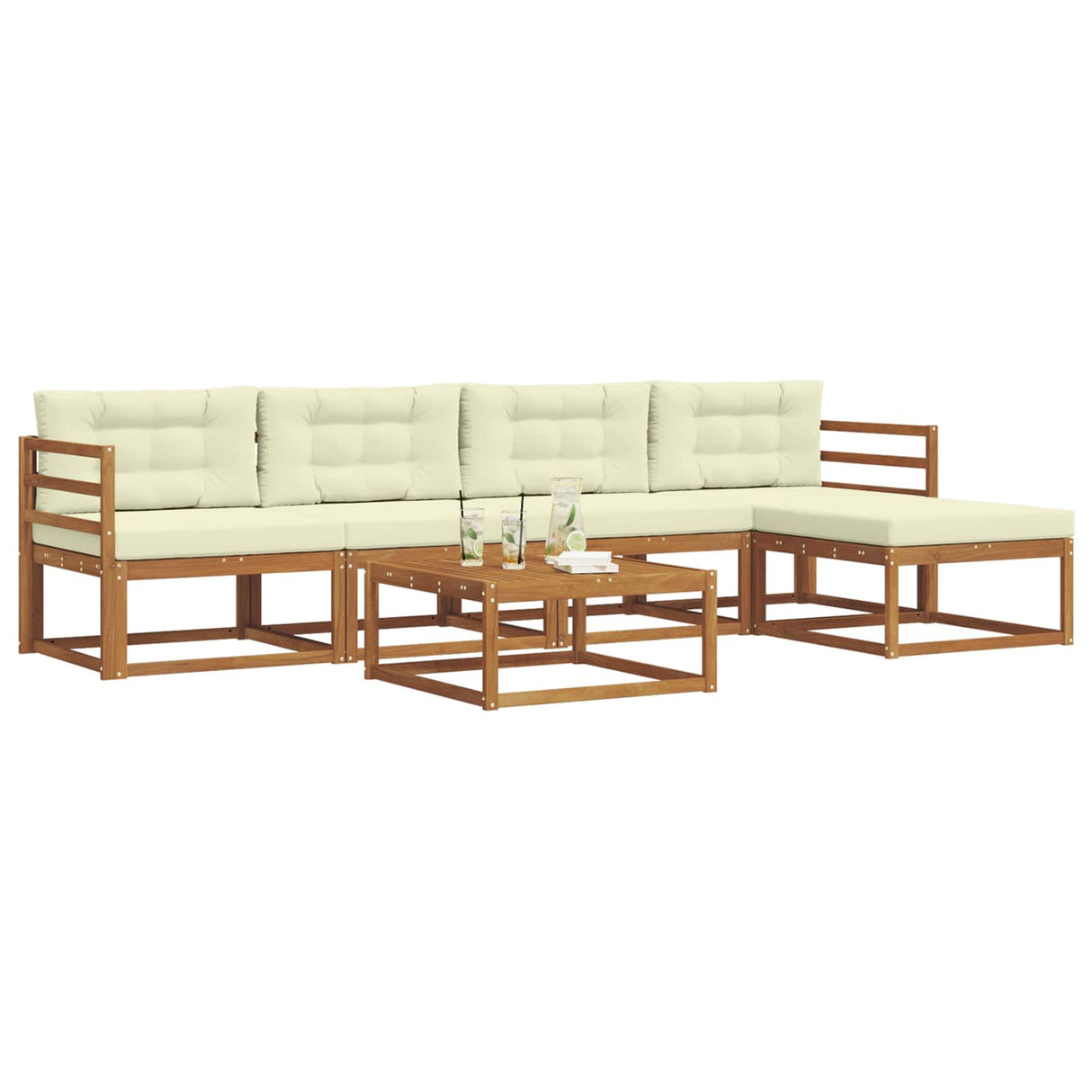 vidaXL Buiten bank set 6 pcs Naturel Massief Acacia Hout