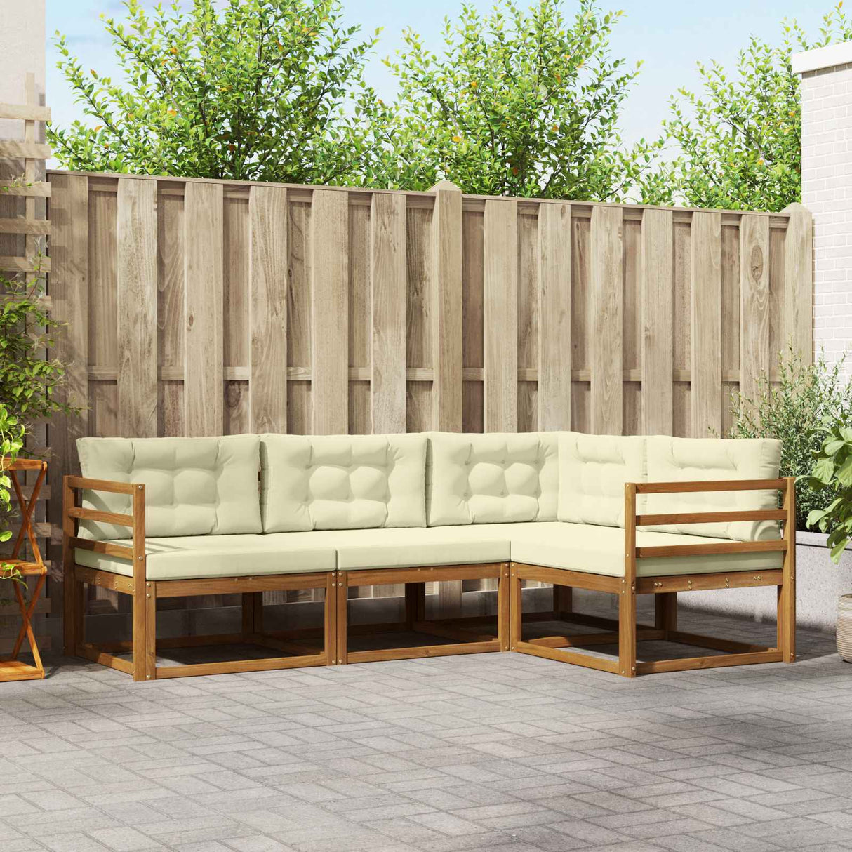 vidaXL Outdoor Sofa Set 4 pcs Natural Solid Acacia Wood