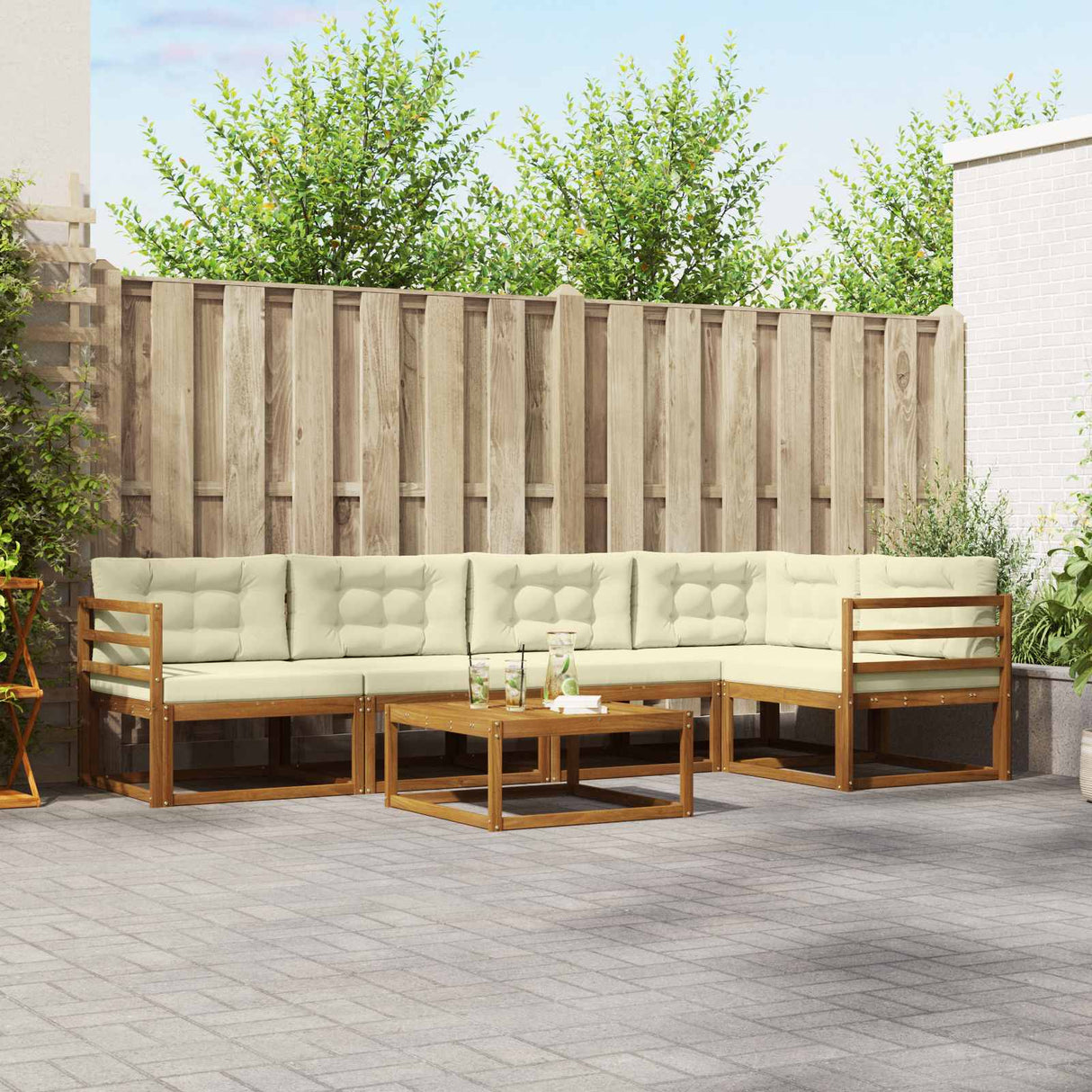 vidaXL Salon de jardin 6 pcs Bois d'acacia massif Naturel
