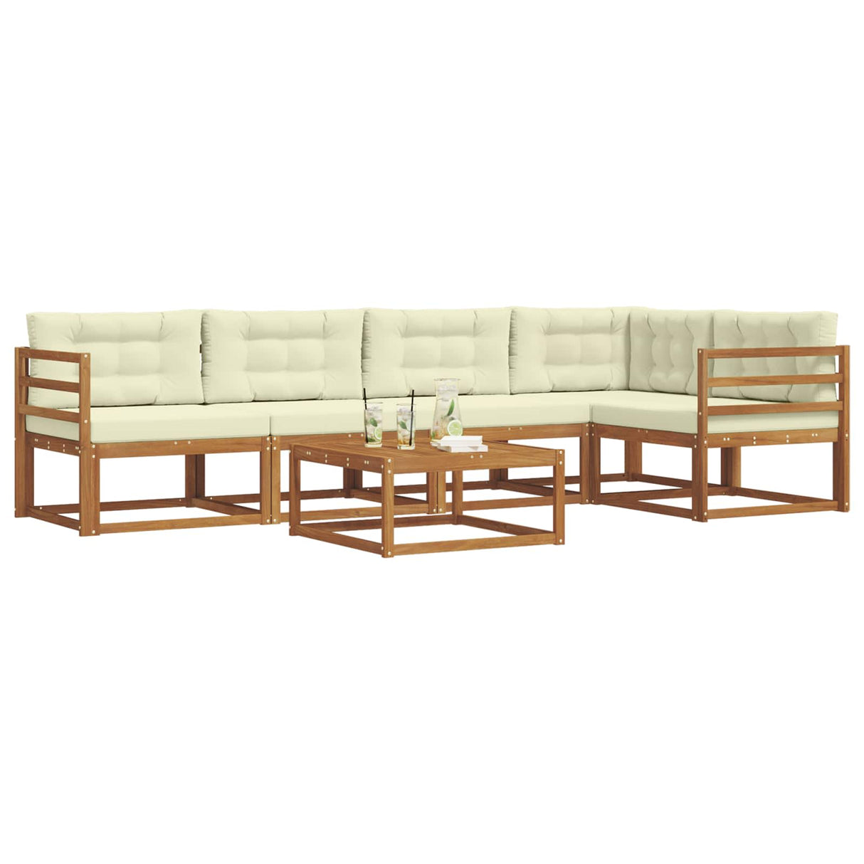 vidaXL Salon de jardin 6 pcs Bois d'acacia massif Naturel