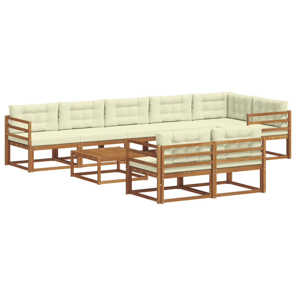 vidaXL Buiten bank set 9 pcs Naturel Massief Acacia Hout