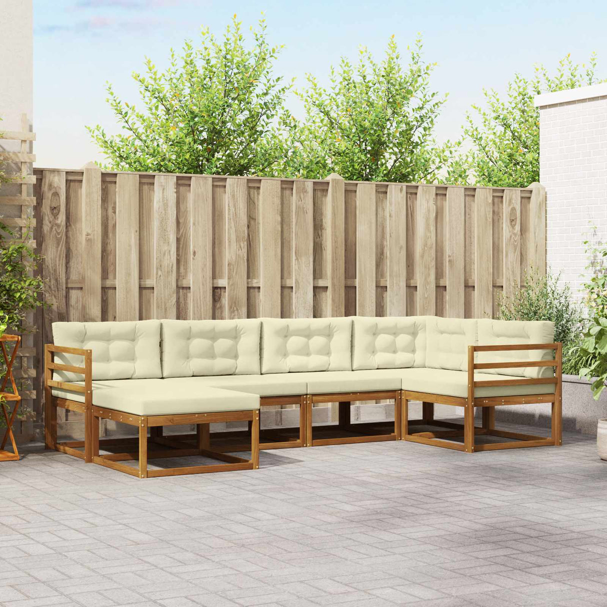 vidaXL Ensemble salon de jardin 6 pcs Bois d'acacia massif Naturel