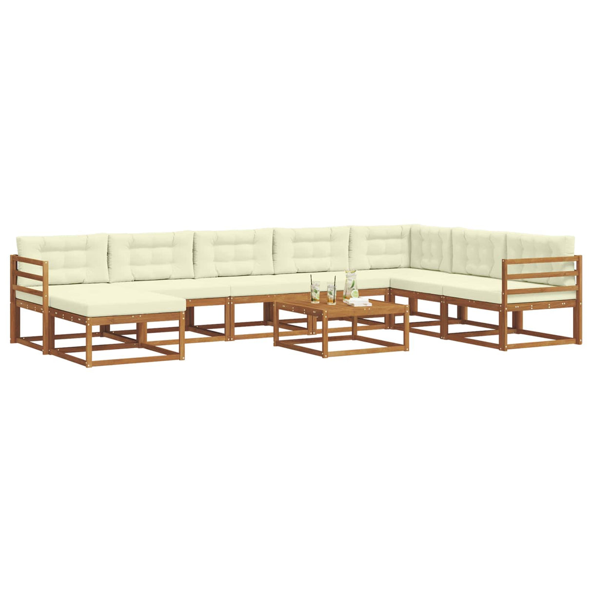vidaXL Ensemble de salon de jardin 9 pcs Bois d'acacia massif Naturel