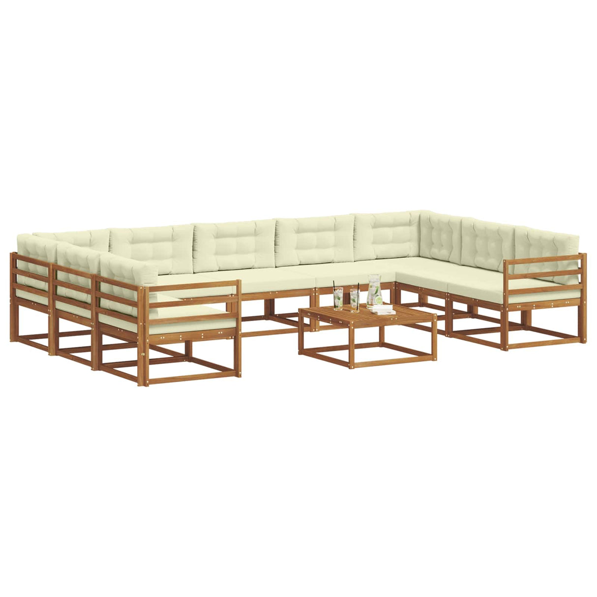 vidaXL Buiten bank set 10 pcs Naturel Massief Acacia Hout