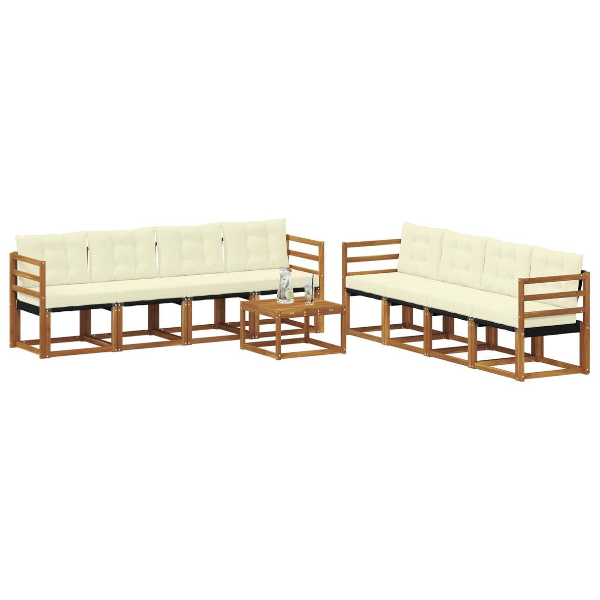 vidaXL Ensemble de banque de construction avec ustensiles 9 pcs Naturel et Crème