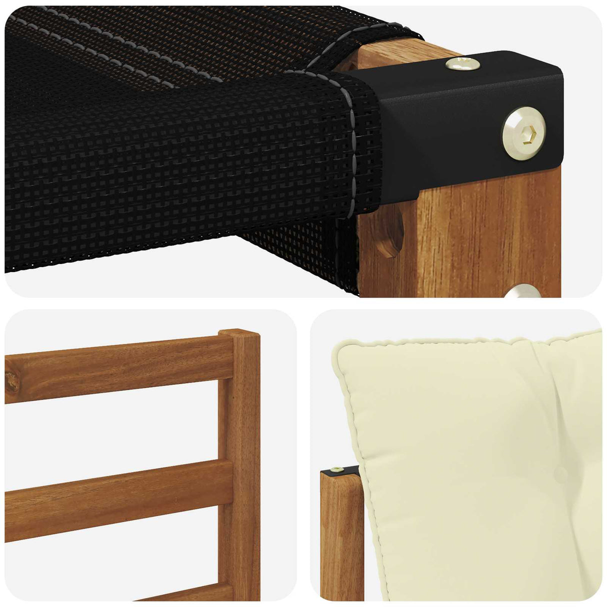 vidaXL Buiten bank set met kussen 6 pcs Natuurlijk en Crème