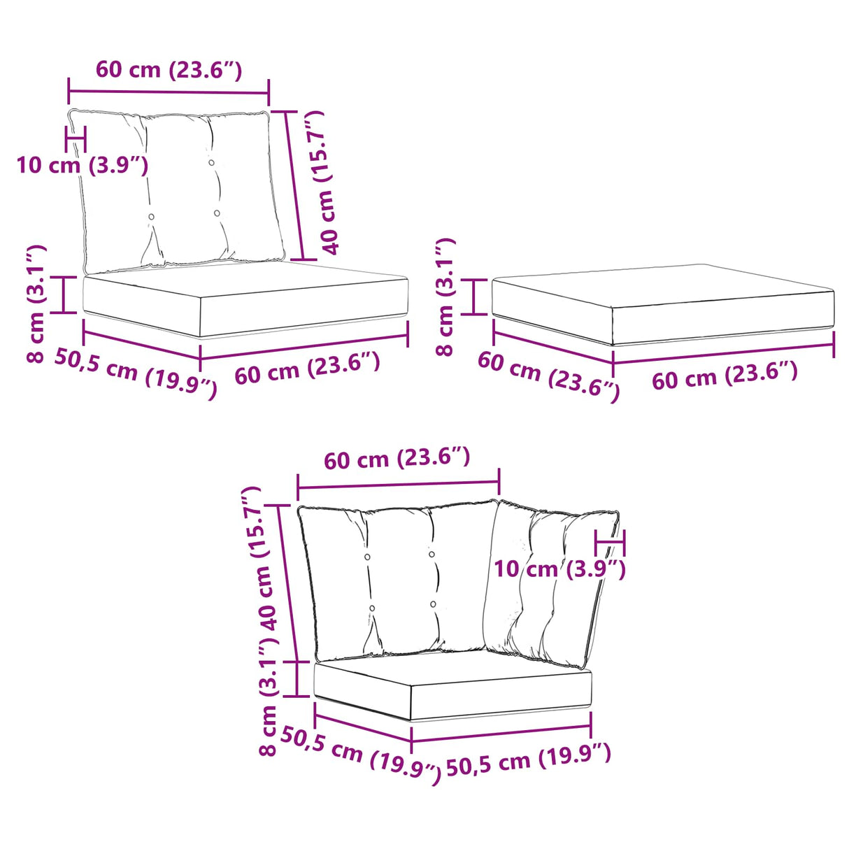 vidaXL Buiten bank set met kussen 6 pcs Natuurlijk en Crème