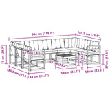 vidaXL Outdoor Sofa Set 10 pcs Natural and Cream Solid Acacia Wood