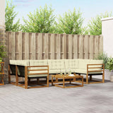 vidaXL Buiten bank set met kussen 7 pcs Natuurlijk en Crème