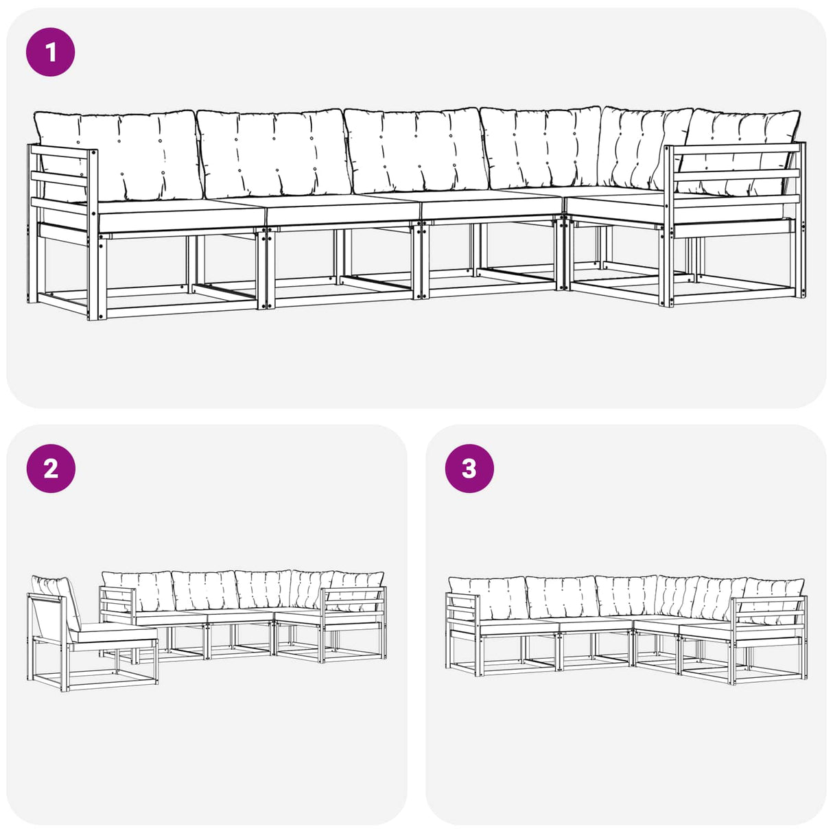 vidaXL Buiten bank set met kussen 5 pcs Natuurlijk en Crème