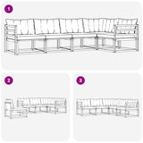 vidaXL Buiten bank set met kussen 5 pcs Natuurlijk en Crème