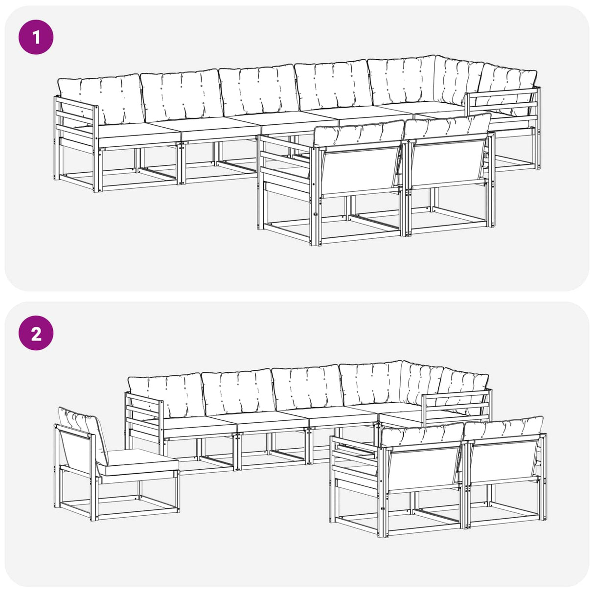 vidaXL Buiten bank set met kussen 8 pcs Natuurlijk en Crème