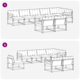 vidaXL Buiten bank set met kussen 8 pcs Natuurlijk en Crème