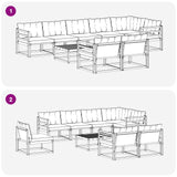 vidaXL Buiten bank set met kussen 9 pcs Natuurlijk en Crème
