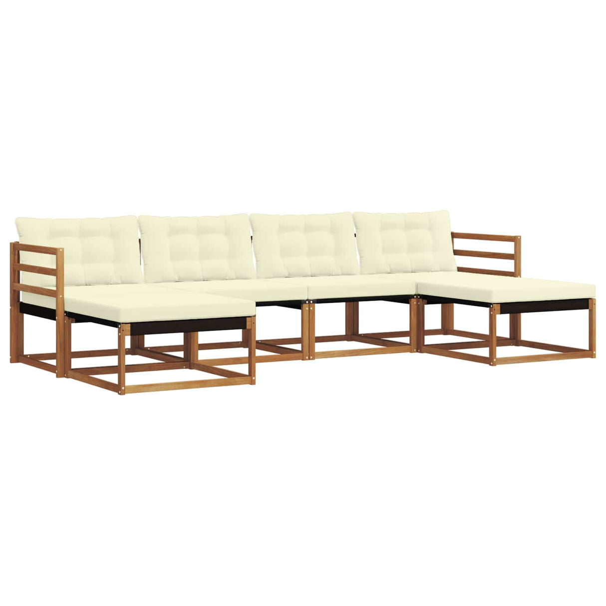 vidaXL Outdoor Sofa Set with Cushions 6 pcs Natural and Cream