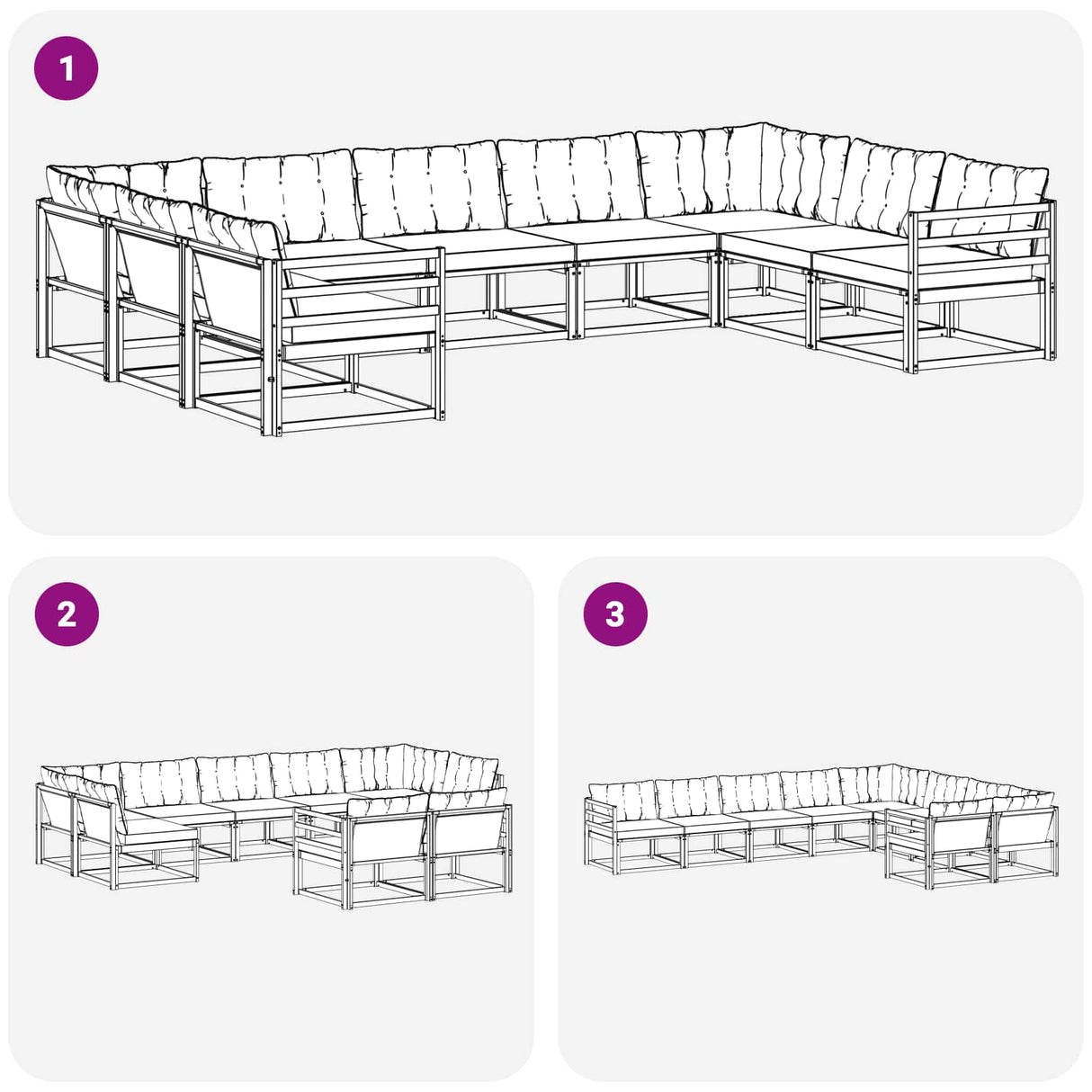 vidaXL Buiten bank set met kussen 9 pcs Natuurlijk en Crème