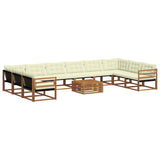 vidaXL Outdoor Sofa Set with Cushions 11 pcs Natural and Cream