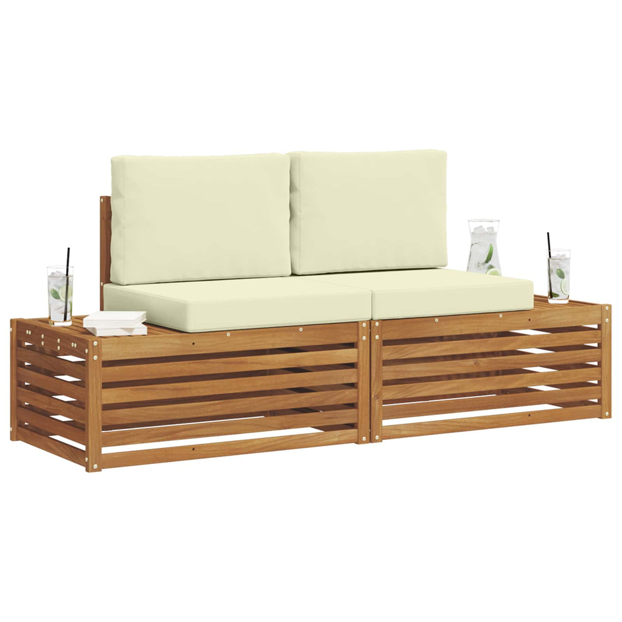 vidaXL Buiten bank set 2 Stuk Naturel 182,5 x 63 x 73 cm