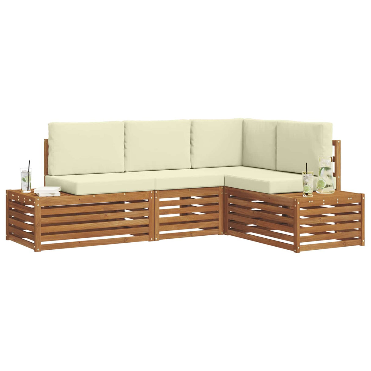 vidaXL Buiten bank set 4 Stuk Naturel Massief Acacia Hout