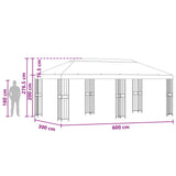 vidaXL Paviljoen met zijwanden 6 x 3 m Beige Polyester en Staal 190