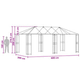 vidaXL Gazebo Frame 6 x 3 m Zwart Staal