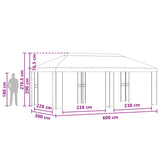 vidaXL Tuinpaviljoen 6 x 3 m Beige Polyester en Staal 190