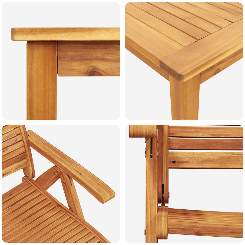 vidaXL Tuin Eettafel Set 5 pcs Bruin Massief Acacia Hout