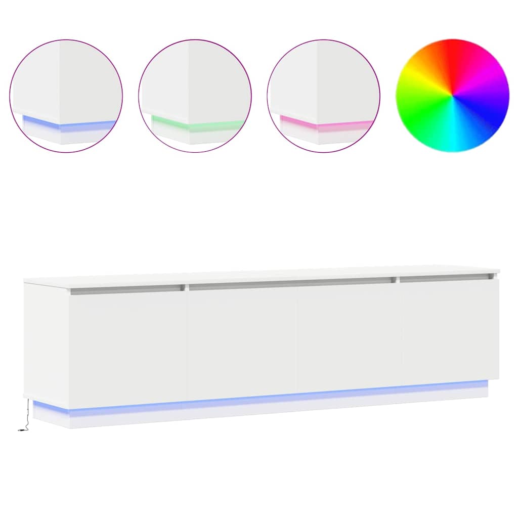 vidaXL TV Cabinet with LED White 180x38x49 cm Engineered Wood