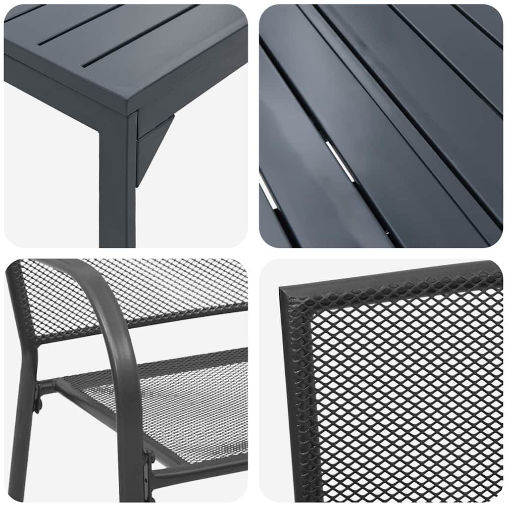 vidaXL Garden Dining Set 7 pcs Anthracite Powder-Coated Steel