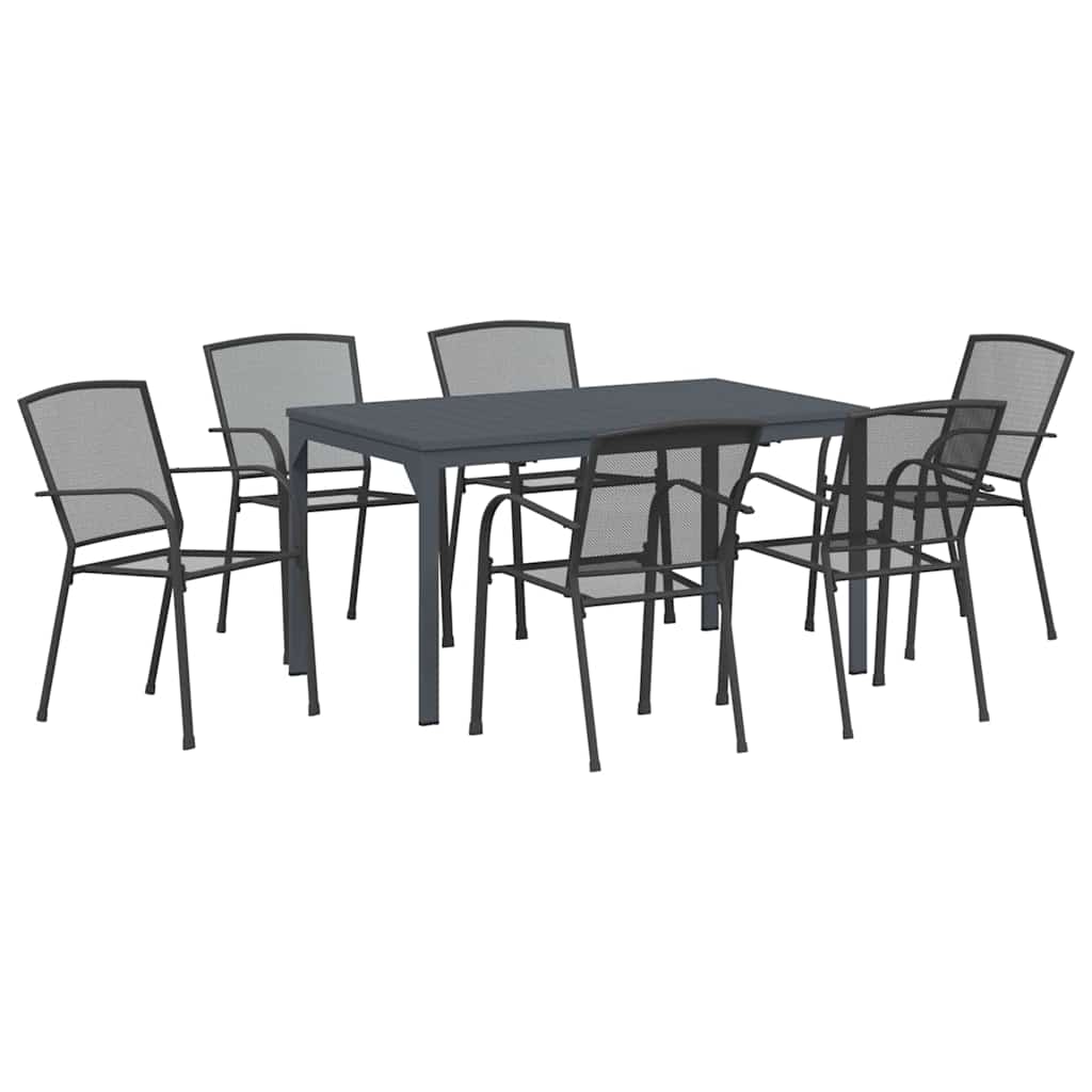 vidaXL Garden Dining Set 7 pcs Anthracite Powder-Coated Steel