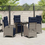 vidaXL Tuin Eettafel Set met kussen 3 pcs Grijs en Zwart Rattan