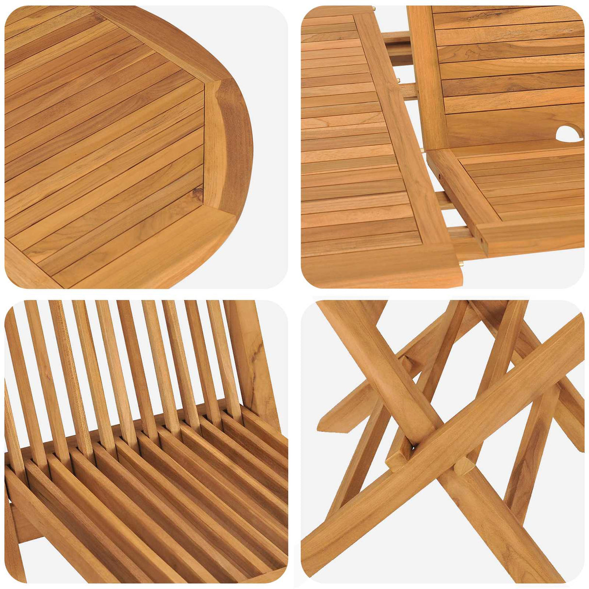 vidaXL Tuin Eettafel Set 5 pcs Bruin Massief Teakhout