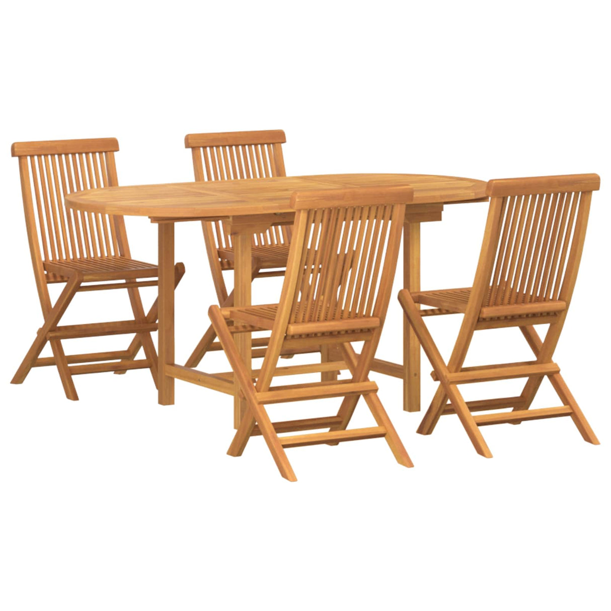 vidaXL Tuin Eettafel Set 5 pcs Bruin Massief Teakhout