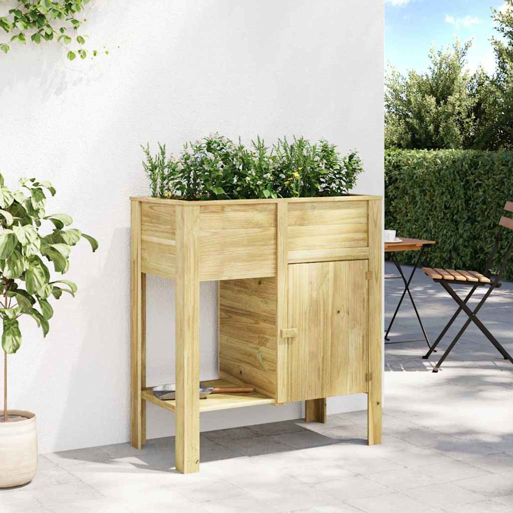 vidaXL Hoge Plantenbak met plank Bruin Geïmpregneerd grenenhout