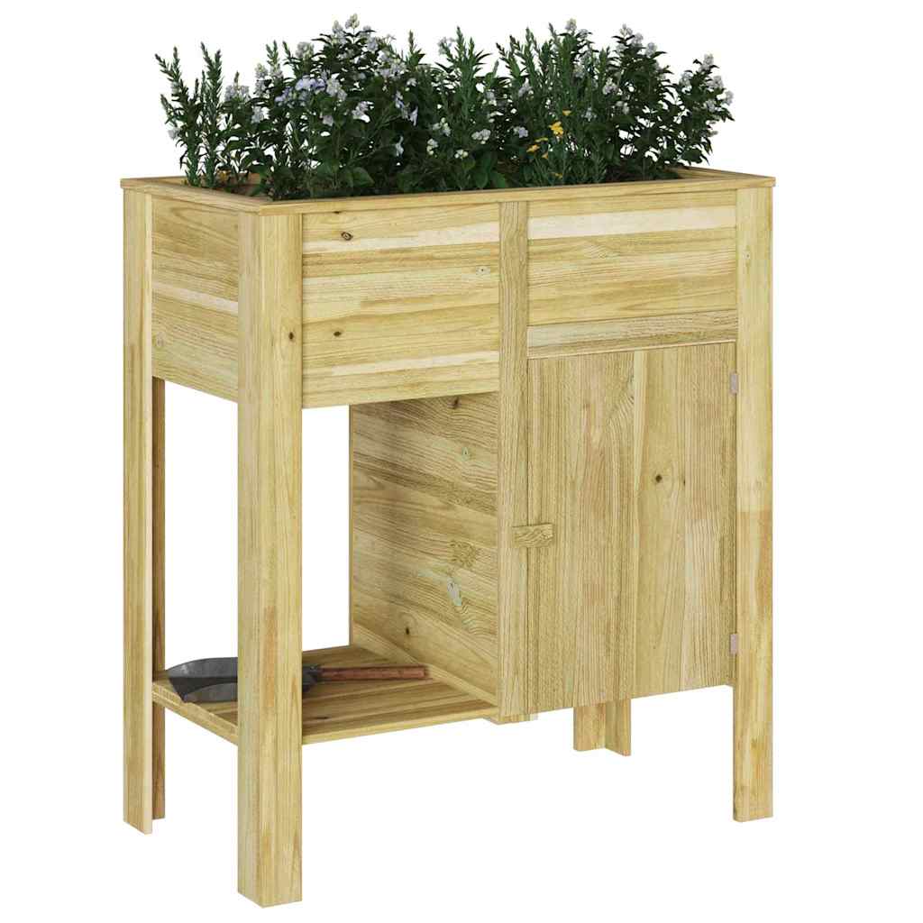 vidaXL Hoge Plantenbak met plank Bruin Geïmpregneerd grenenhout