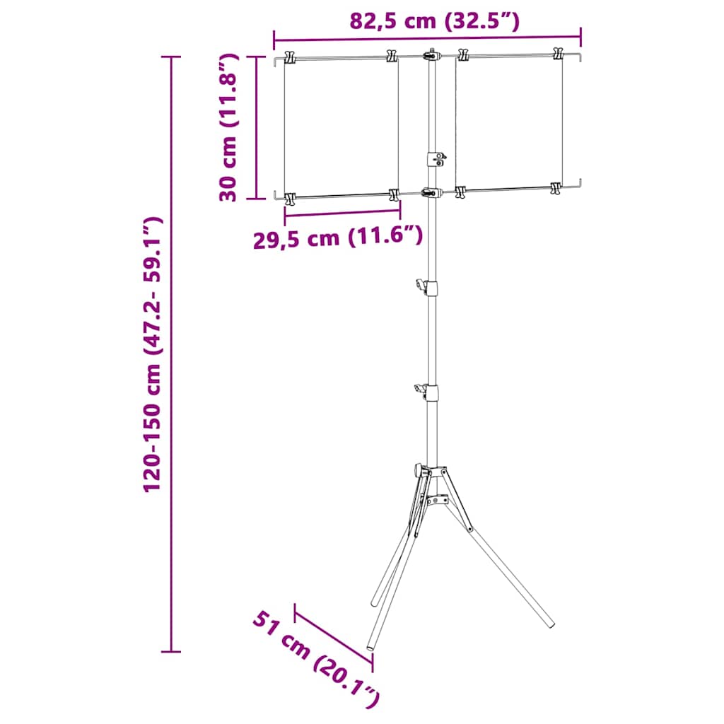 vidaXL Doelstandaard Zwart en Wit 82,5 x 51 x 150 cm Metaal