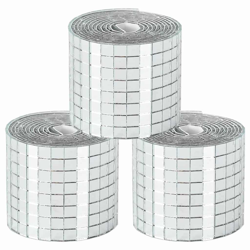 vidaXL Spiegel Mozaïek Tegel Geometrisch 3 pcs Argent 100 x 4 cm Verre