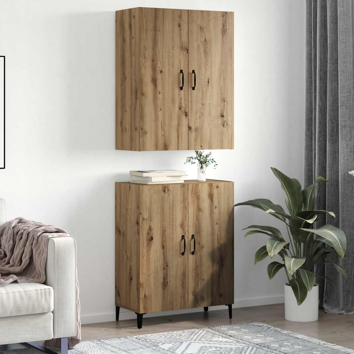 vidaXL Highboard 2 pcs Oud hout Bewerkt hout