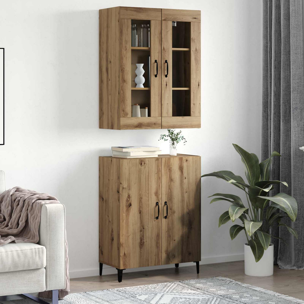 vidaXL Highboard 2 pcs Oud hout Bewerkt hout