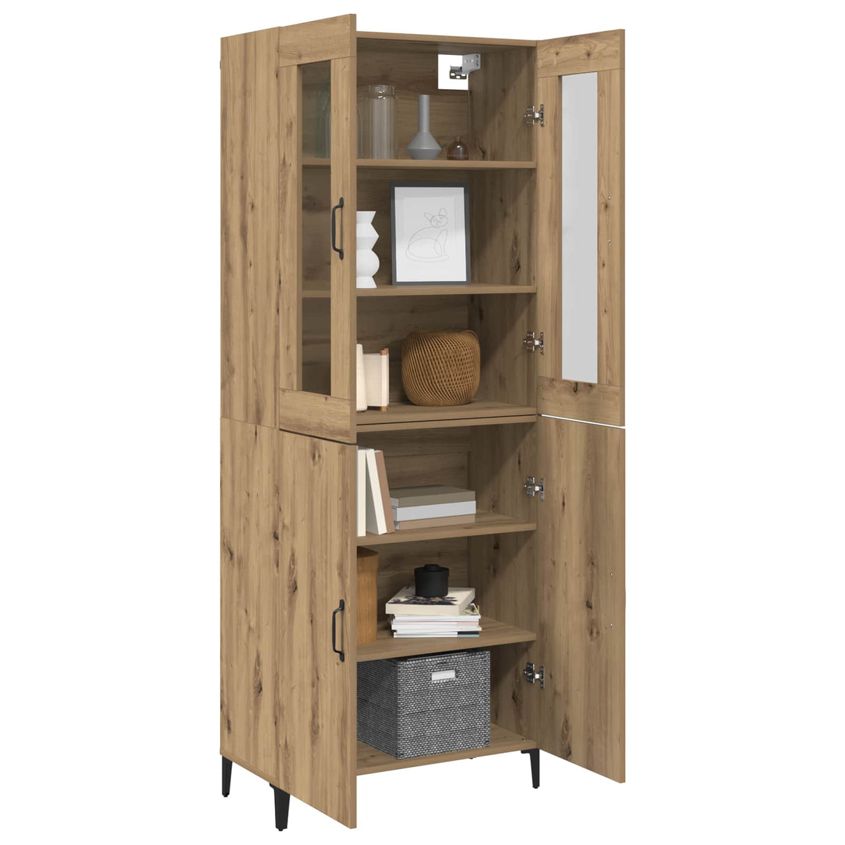 vidaXL Highboard 2 pcs Oud hout Bewerkt hout