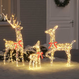 vidaXL Rendierfamilie met 300 LED 3 pcs Warmwit 67 x 26 x 127 cm PET