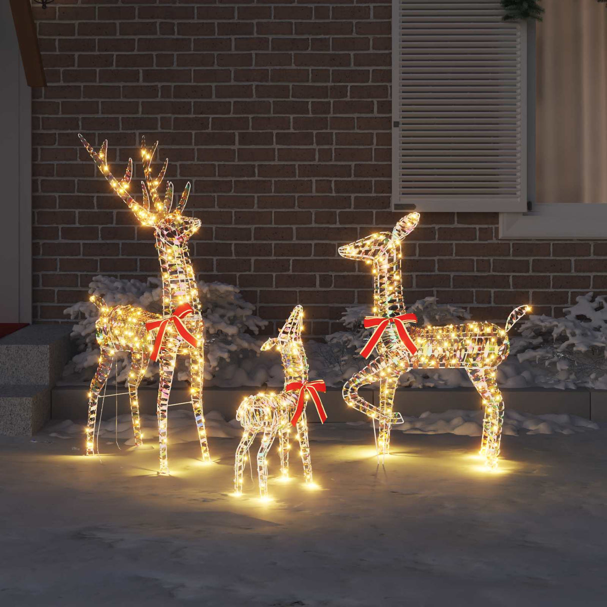 vidaXL Rendierfamilie met 300 LED 3 pcs Warmwit 67 x 26 x 127 cm PET