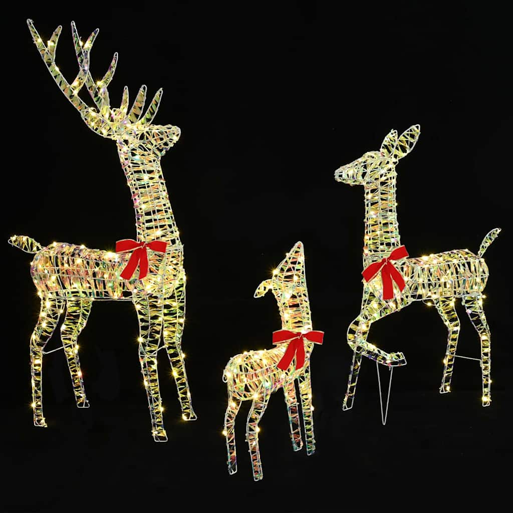 vidaXL Rendierfamilie met 300 LED 3 pcs Warmwit 67 x 26 x 127 cm PET