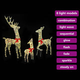 vidaXL Rendierfamilie met 300 LED 3 pcs Warmwit 67 x 26 x 127 cm PET