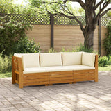 vidaXL Outdoor bench set with cushions 2 Pieces Brown Solid Acacia Wood