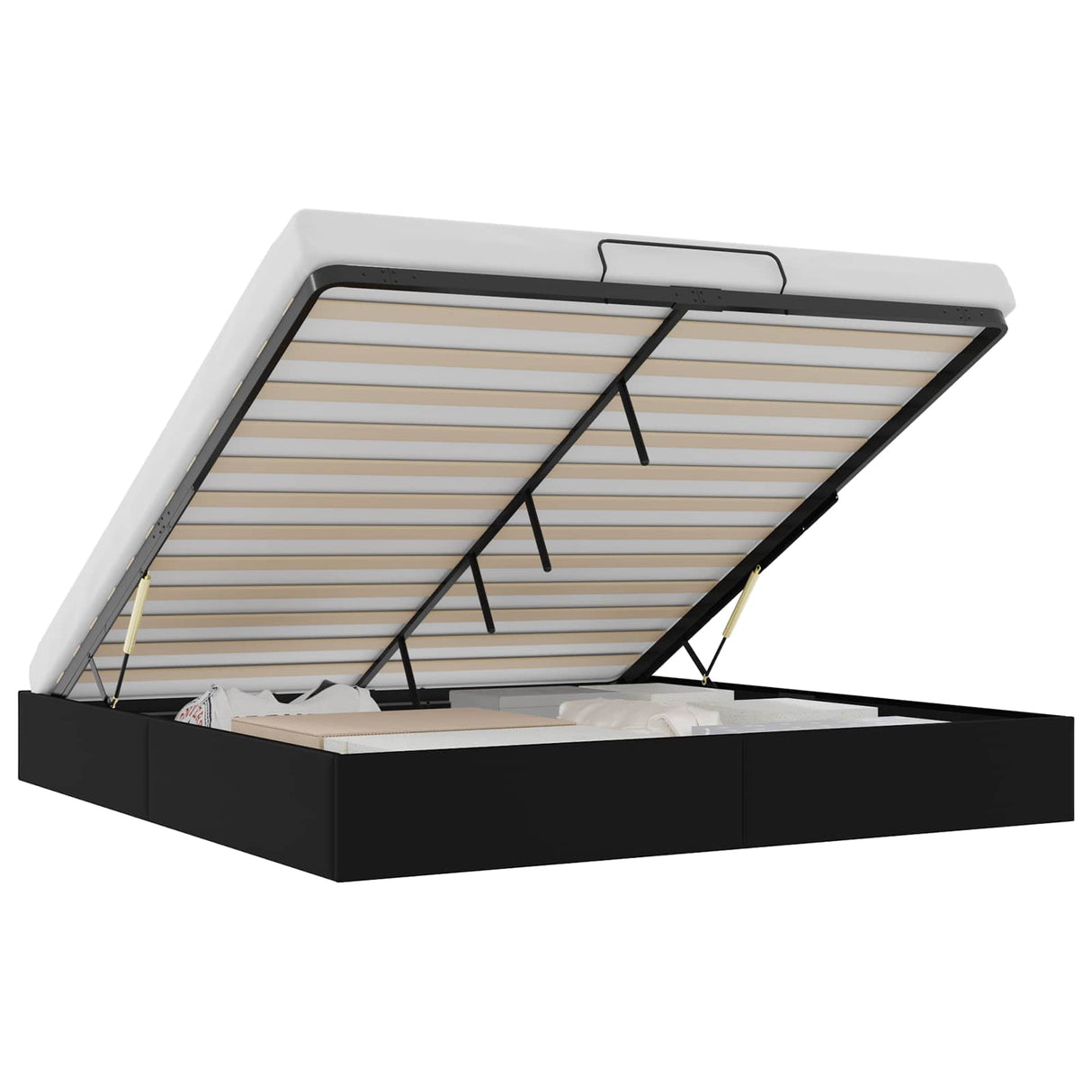 vidaXL Ottoman Bedframe Zwart King size Kunstleer