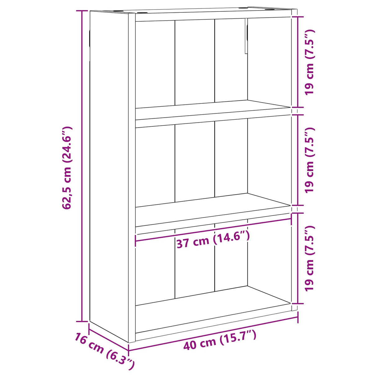 vidaXL Badkamer wandkast Wit 40 x 16 x 62,5 cm Geconstrueerd hout
