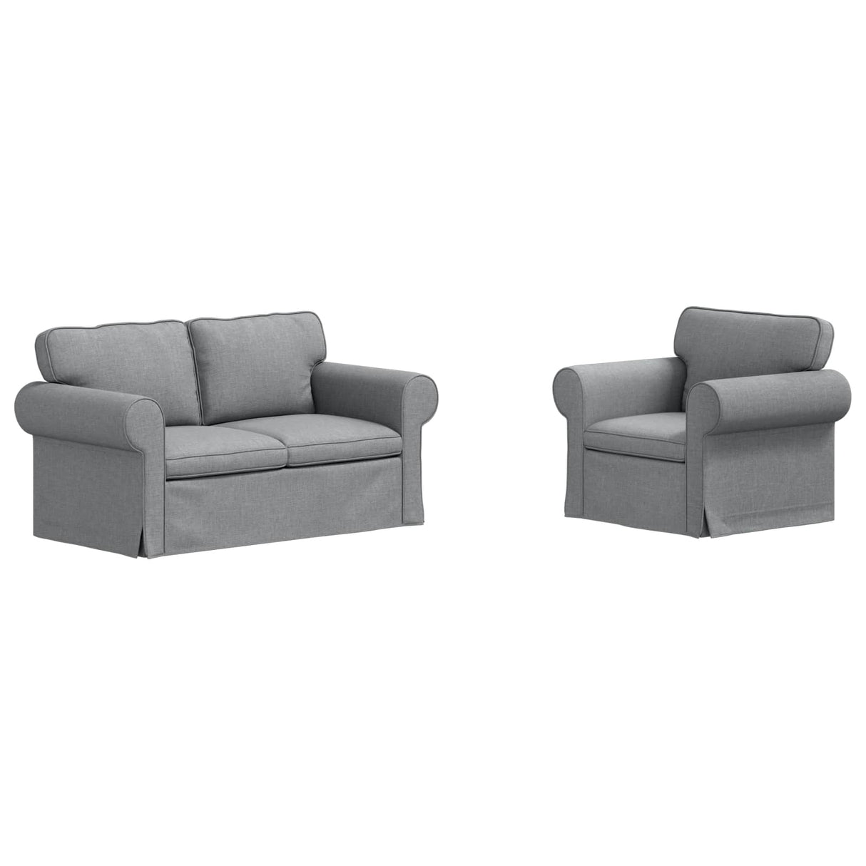 vidaXL Sofa 2 pcs Light Grey 155 x 82 x 80 cm Fabric
