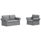 vidaXL Sofa 2 pcs Light Grey 155 x 82 x 80 cm Fabric
